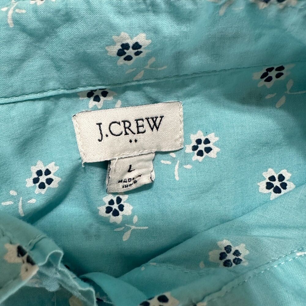 J Crew Re-imagined Classic Fit Womens Button Down Floral Cotton Shirt Size L - Picture 9 of 11